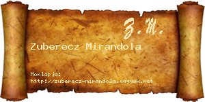 Zuberecz Mirandola névjegykártya